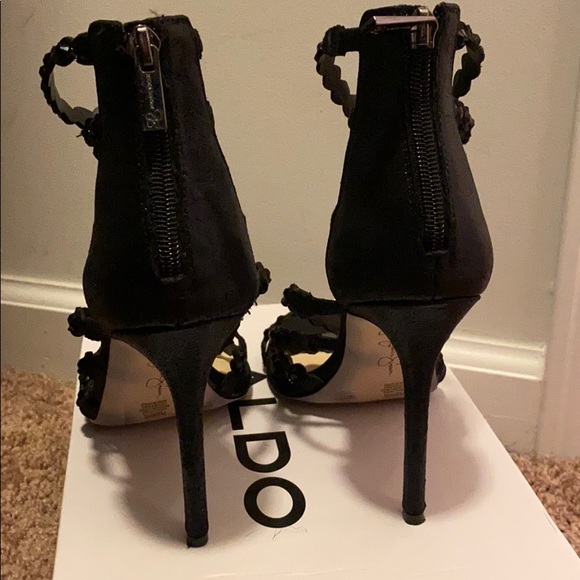 Jessica Simpson Black Strappy Sequin Heels - Picture 3 of 3